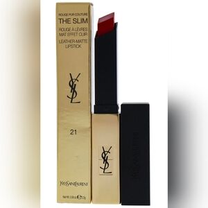 NIB YSL ROUGE PUR COUTURE THE SLIM LEATHER-MATTE LIPSTICK 2.2G #21-ROUGE PARADOX